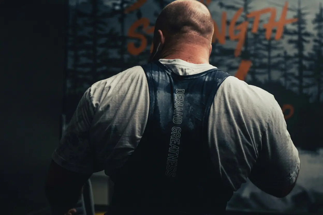Powerlifter preparing at a strength event